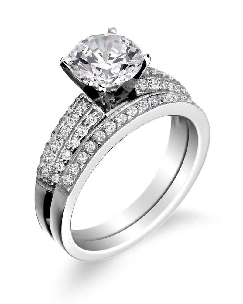 Wedding rings with engagement